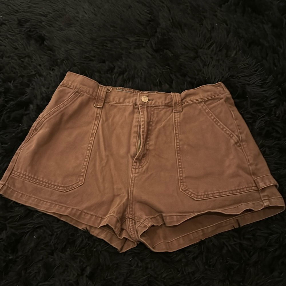 Super high rise brown utility shorts